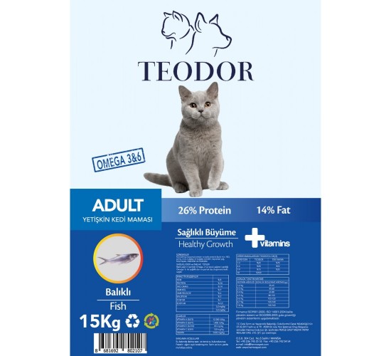 Teodor Adult Yetişkin Kedi Maması Balıklı 15 kg