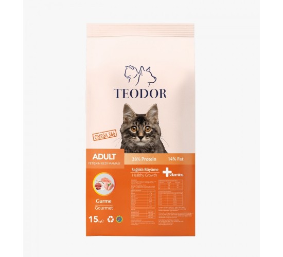 Teodor adult yetişkin kedi maması gurme 15 kg