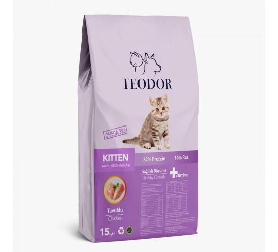 Teodor kitten yavru kedi maması tavuklu 15 kg